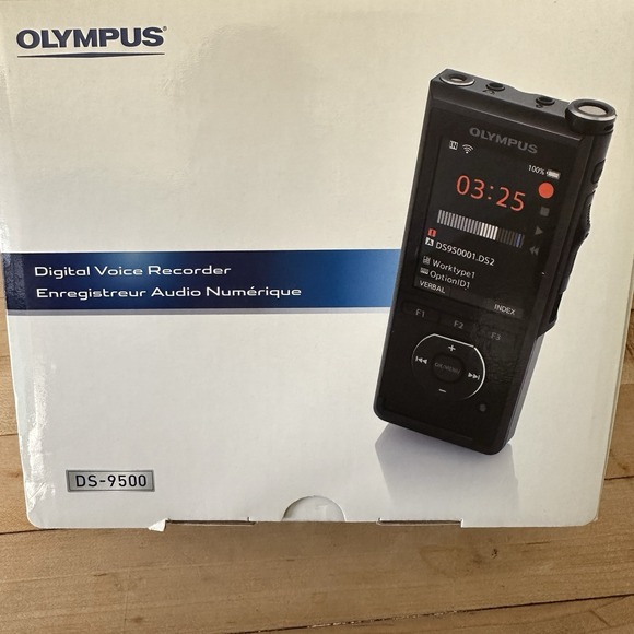 Olympus DS-9500 Wi-Fi Professional Digital Voice Recorder Cradle, Charger, Case - Picture 8 of 13